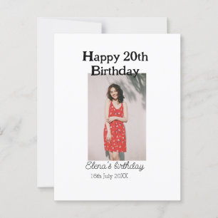 Happy 20. Geburtstag Foto modern simple minimal  Postkarte