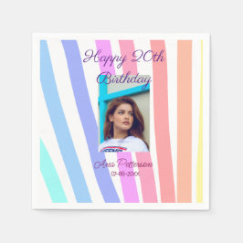 Happy 20. Geburtstag Regenbogen rustikale Boho Lin Serviette