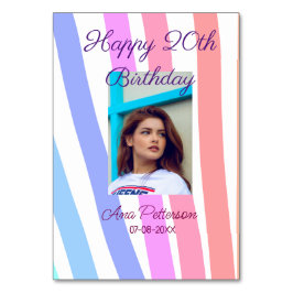 Happy 20. Geburtstag Regenbogen rustikale Boho Lin Tischnummer