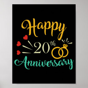 Happy 20 Jahre Matching Paare 20. Jubiläum Poster