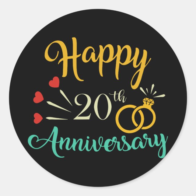 Happy 20 Jahre Matching Paare 20. Jubiläum Runder Aufkleber (Vorderseite)