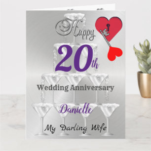 Happy 20. Wedding Jubiläumskarte für Ehefrau  Karte