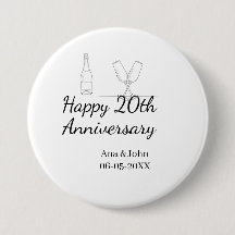 Happy 20th anniversary champagne bottle glass name