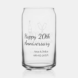 Happy 20th anniversary champagne bottle glass name dosenglas