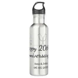 Happy 20th anniversary champagne bottle glass name edelstahlflasche
