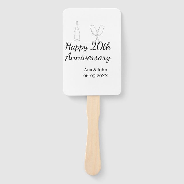 Happy 20th anniversary champagne bottle glass name fächer (Vorderseite)