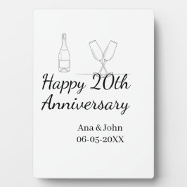 Happy 20th anniversary champagne bottle glass name fotoplatte