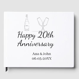 Happy 20th anniversary champagne bottle glass name gästebuch