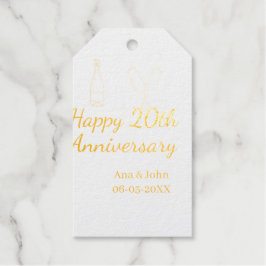 Happy 20th anniversary champagne bottle glass name geschenkanhänger