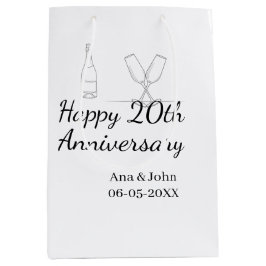 Happy 20th anniversary champagne bottle glass name mittlere geschenktüte