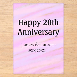 Happy 20th anniversary pink purple pastel name bol acryleinladungen