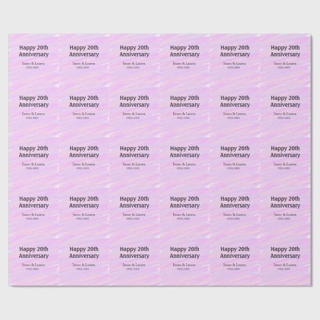 Happy 20th anniversary pink purple pastel name bol geschenkpapier (Flach)