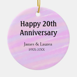 Happy 20th anniversary pink purple pastel name bol keramik ornament