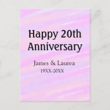 Happy 20th anniversary pink purple pastel name bol