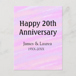Happy 20th anniversary pink purple pastel name bol postkarte