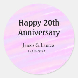 Happy 20th anniversary pink purple pastel name bol runder aufkleber