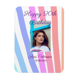 Happy 20th Birthday rainbow rustic boho lines phot Magnet