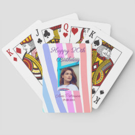Happy 20th Birthday rainbow rustic boho lines phot Spielkarten
