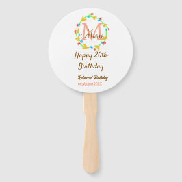 Happy 20th Birthday red add name monogram wreath Fächer