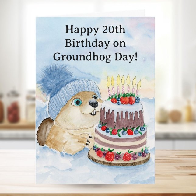  Happy 20th Groundhog Day Birthday  Karte (Von Creator hochgeladen)