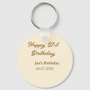Happy 21. Geburtstag braun pastellgelb Name Datum  Schlüsselanhänger