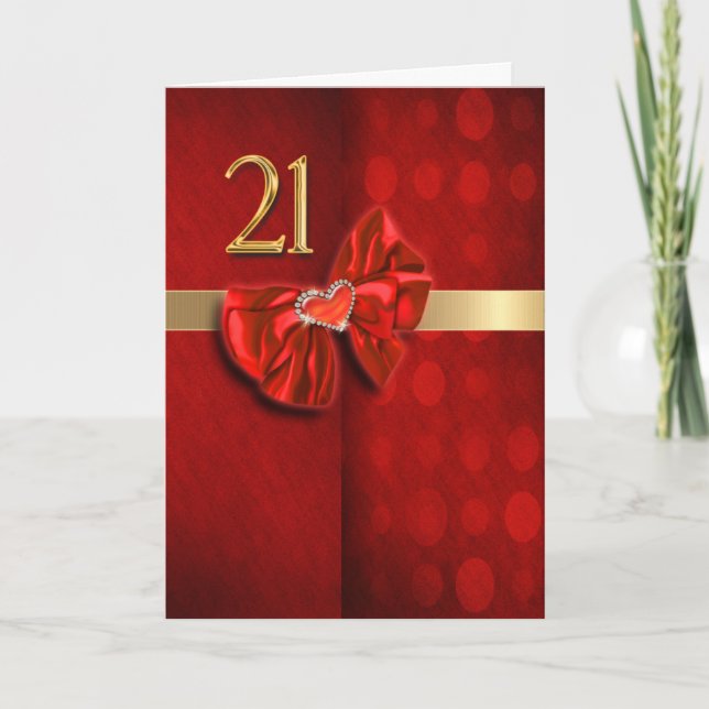 Happy 21. Geburtstag elegantes Herz Karte (Vorderseite)