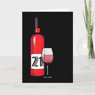 Happy 21. Geburtstag : halftone Weinflasche und Gl Karte