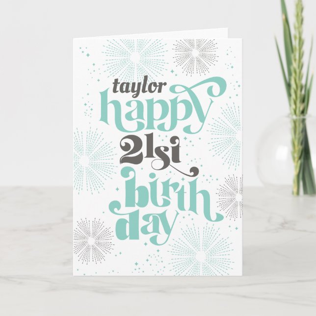 Happy 21. Geburtstag individuelle Grußkarte Karte (Vorderseite)