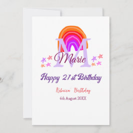 Happy 21. Geburtstag pink hinzufügen Name monogram