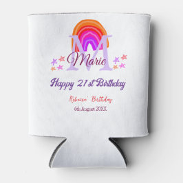Happy 21. Geburtstag pink hinzufügen Name monogram Dosenkühler