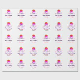 Happy 21. Geburtstag pink hinzufügen Name monogram Geschenkpapier