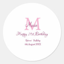 Happy 21. Geburtstag pink hinzufügen Name monogram