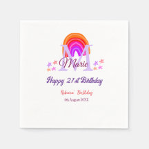 Happy 21. Geburtstag pink hinzufügen Name monogram