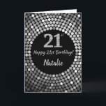 Happy 21. Geburtstagskarte Black and Silver Glitze Karte<br><div class="desc">Glückliche 21. Geburtstagskarte Schwarz und Silber Glitzer Card mit personalisiertem Namen.Für weitere Anpassungen klicken Sie bitte auf die Schaltfläche "Anpassen" und verwenden Sie unser Designwerkzeug,  um diese Vorlage zu ändern.</div>