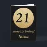 Happy 21st Birthday Black and Gold Glitter Card Karte<br><div class="desc">Happy 21st Birthday Black and Gold Glitter Card with personalized name. For further customization,  please click the "Customize it" button and use our design tool to modify this template.</div>