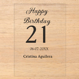 Happy 21st birthday bold letter simple name minima acryleinladungen
