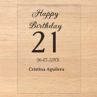 Happy 21st birthday bold letter simple name minima acryleinladungen