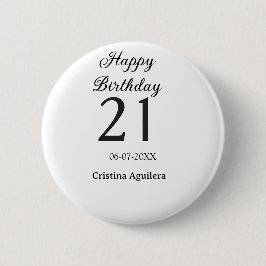 Happy 21st birthday bold letter simple name minima button