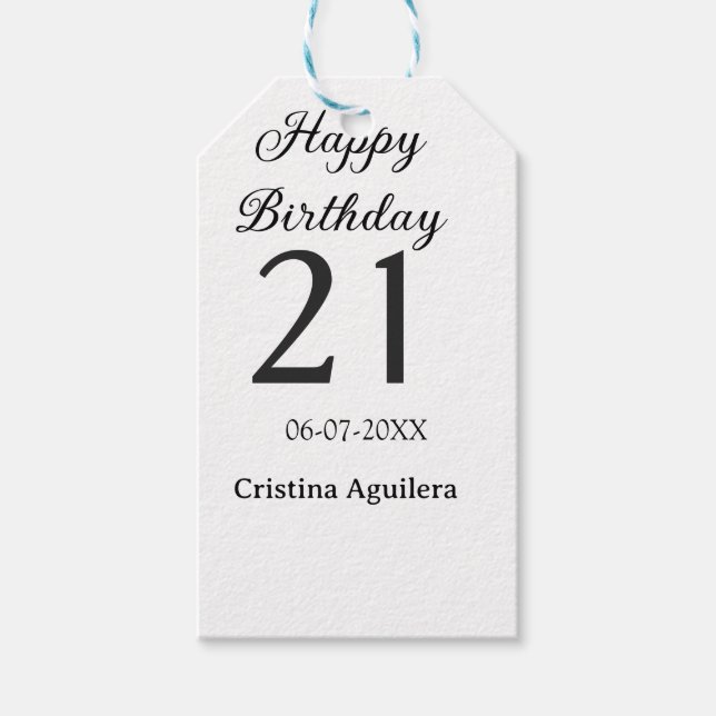 Happy 21st birthday bold letter simple name minima geschenkanhänger (Vorderseite)