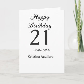 Happy 21st birthday bold letter simple name minima karte