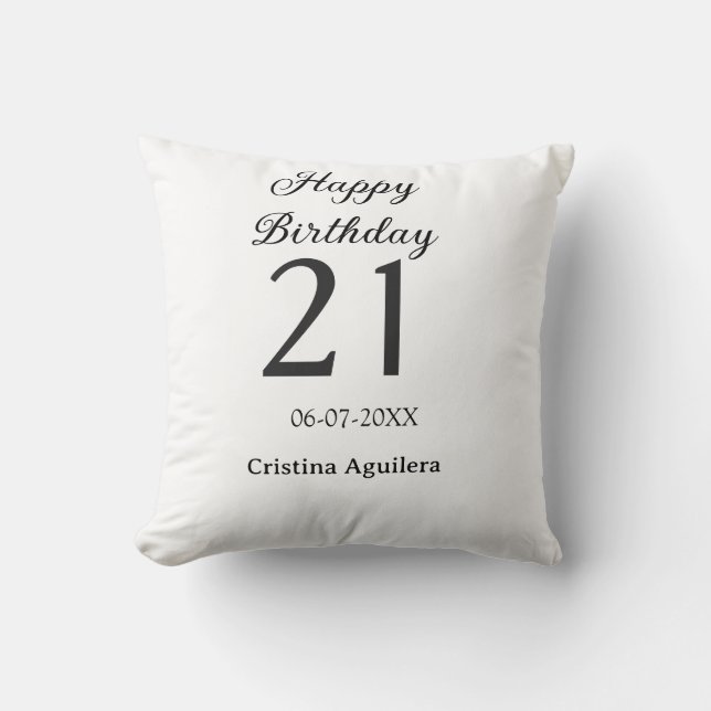 Happy 21st birthday bold letter simple name minima kissen (Vorderseite)