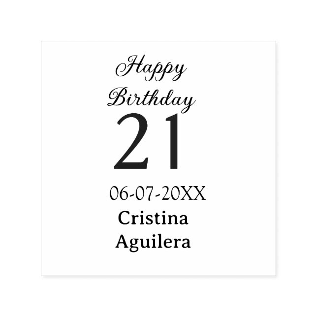 Happy 21st birthday bold letter simple name minima permastempel (Design)