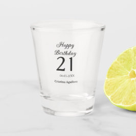 Happy 21st birthday bold letter simple name minima schnapsglas