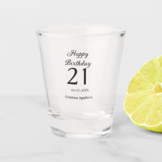 Happy 21st birthday bold letter simple name minima schnapsglas