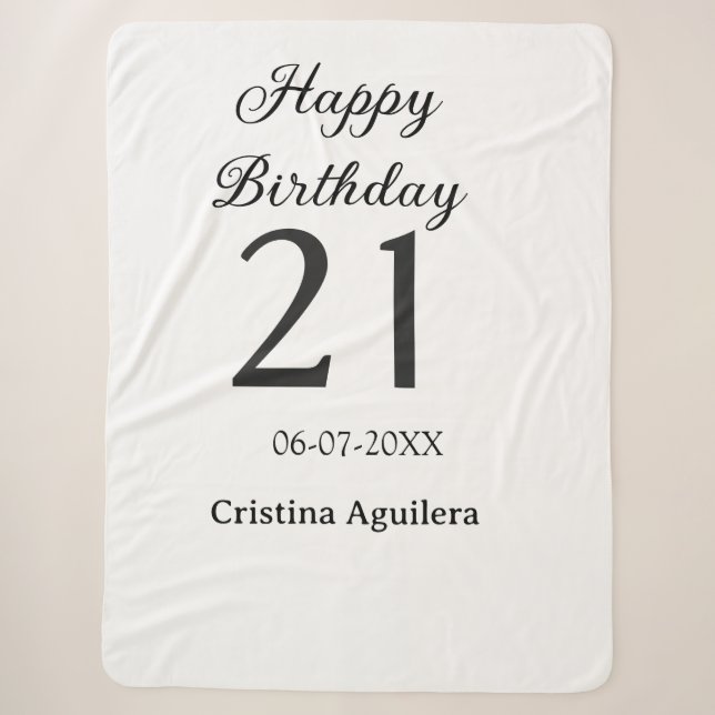 Happy 21st birthday bold letter simple name minima sherpadecke (Vorderseite)