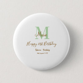 Happy 21st Birthday green add name monogram brown Button