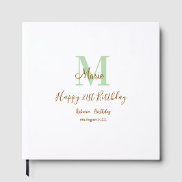 Happy 21st Birthday green add name monogram brown  Gästebuch