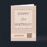 Happy 21st Birthday!QR Video Greeting Card Code. Karte<br><div class="desc">A very special birthday card with QR code.QR link to video greeting</div>