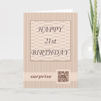 Happy 21st Birthday!QR Video Greeting Card Code. Karte
