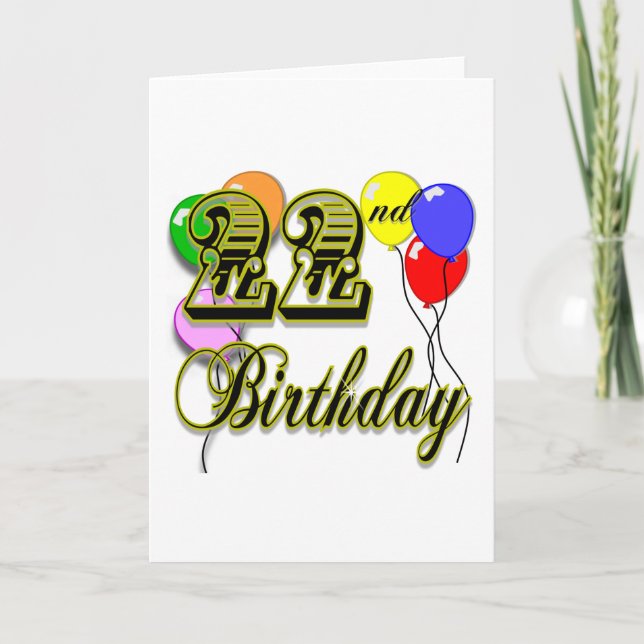 Happy 22. Geburtstagsartikel Karte (Vorderseite)